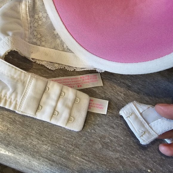 Victoria Secret PINK 36DD Date White Lace Underwire Padded Pushup Bra Strappy‎ - Picture 6 of 10